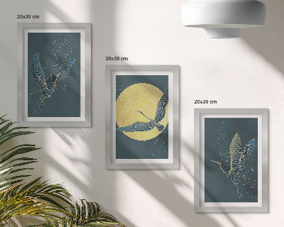 Triptych v ráme Žeriavy za letu na pozadí mesiaca a hviezd