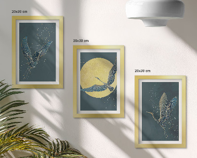 Triptych v ráme Žeriavy za letu na pozadí mesiaca a hviezd