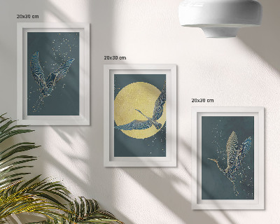 Triptych v ráme Žeriavy za letu na pozadí mesiaca a hviezd