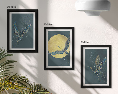 Triptych v ráme Žeriavy za letu na pozadí mesiaca a hviezd