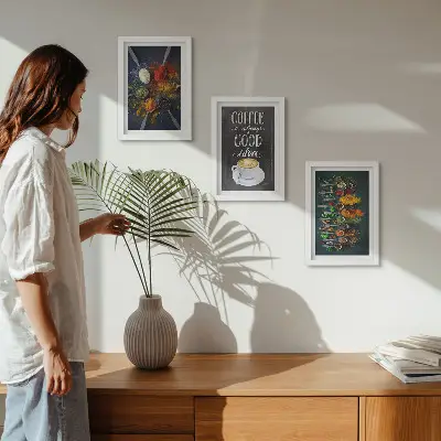Triptych v ráme motív korenia a kávy so šálkou do kuchyne