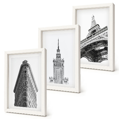 Triptych v ráme Architektonické budovy v čiernobielom minimalizme