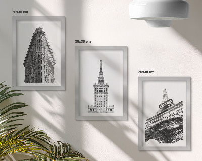 Triptych v ráme Architektonické budovy v čiernobielom minimalizme