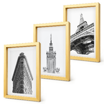 Triptych v ráme Architektonické budovy v čiernobielom minimalizme