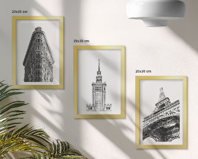Triptych v ráme Architektonické budovy v čiernobielom minimalizme
