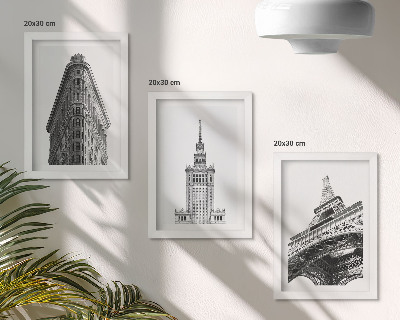 Triptych v ráme Architektonické budovy v čiernobielom minimalizme