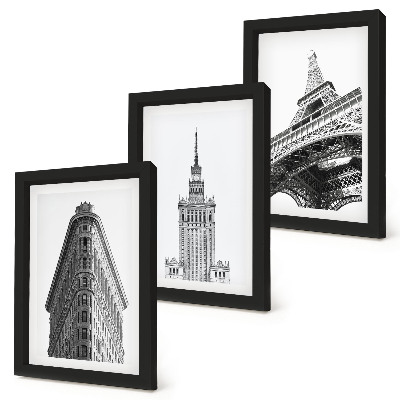 Triptych v ráme Architektonické budovy v čiernobielom minimalizme
