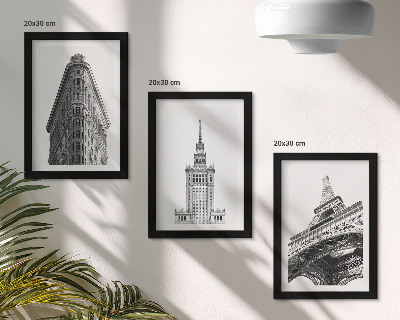 Triptych v ráme Architektonické budovy v čiernobielom minimalizme