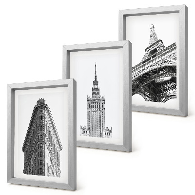 Triptych v ráme Architektonické budovy v čiernobielom minimalizme