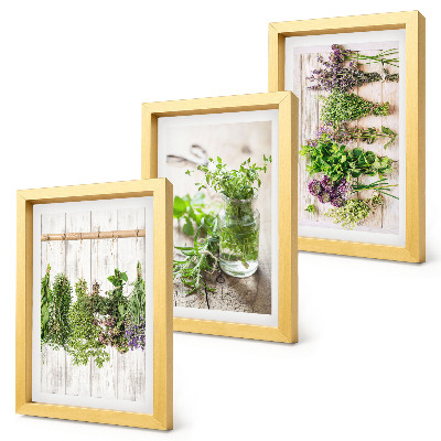 Triptych v ráme Sušenie byliniek a rastlín do kuchyne
