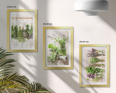 Triptych v ráme Sušenie byliniek a rastlín do kuchyne