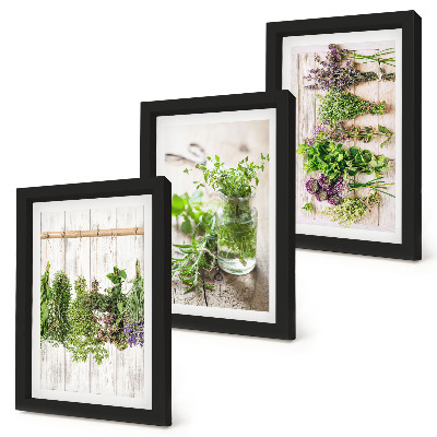 Triptych v ráme Sušenie byliniek a rastlín do kuchyne