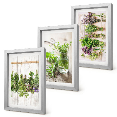 Triptych v ráme Sušenie byliniek a rastlín do kuchyne