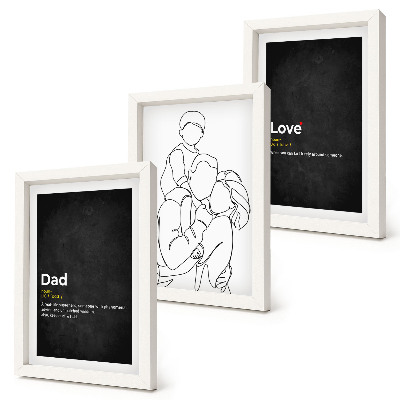 Sada obrazov do obývačky Rodinná čiarová grafika s definíciami lásky a otcovstva