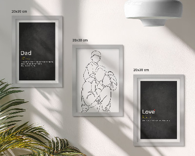 Sada obrazov do obývačky Rodinná čiarová grafika s definíciami lásky a otcovstva