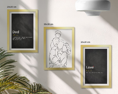 Sada obrazov do obývačky Rodinná čiarová grafika s definíciami lásky a otcovstva