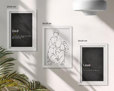 Sada obrazov do obývačky Rodinná čiarová grafika s definíciami lásky a otcovstva