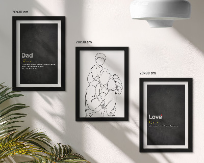 Sada obrazov do obývačky Rodinná čiarová grafika s definíciami lásky a otcovstva