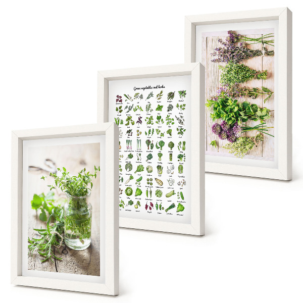 Triptych v ráme Zoznam sušených rastlín do kuchyne