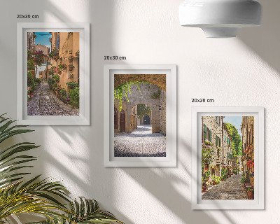 Sada obrazov do obývačky Talianske ulice s kvetmi a krajinnou architektúrou