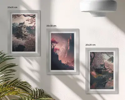 Sada obrazov do obývačky fantastické motívy japonskej krajiny s horami