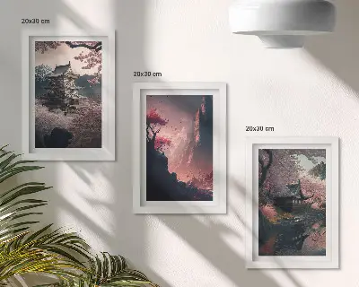 Sada obrazov do obývačky fantastické motívy japonskej krajiny s horami