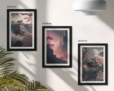 Sada obrazov do obývačky fantastické motívy japonskej krajiny s horami