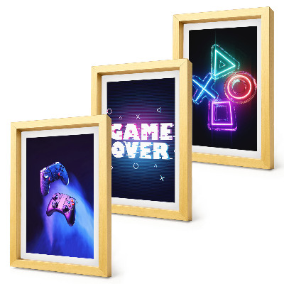 Sada obrazov do obývačky Gamepady s ikonami Game Over