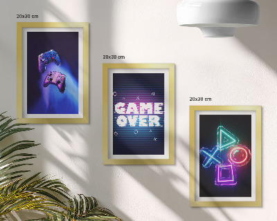 Sada obrazov do obývačky Gamepady s ikonami Game Over