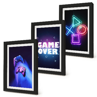 Sada obrazov do obývačky Gamepady s ikonami Game Over