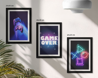 Sada obrazov do obývačky Gamepady s ikonami Game Over