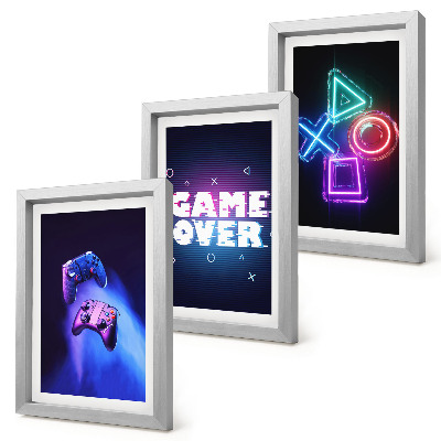 Sada obrazov do obývačky Gamepady s ikonami Game Over