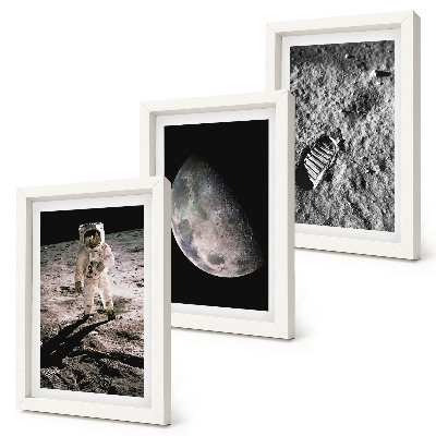 Triptych v ráme Fotografia stopy astronauta na Mesiaci