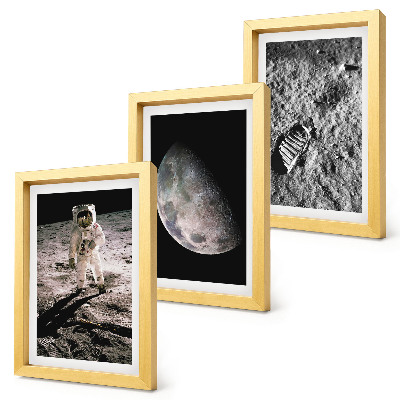 Triptych v ráme Fotografia stopy astronauta na Mesiaci