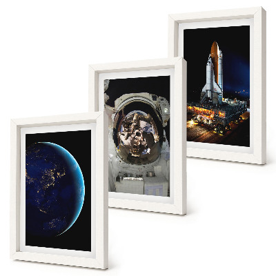 Triptych v ráme Výhľady na Zem, astronauta a raketu