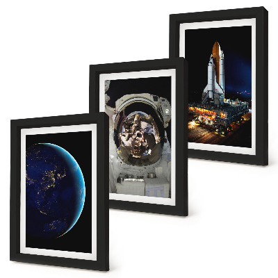 Triptych v ráme Výhľady na Zem, astronauta a raketu