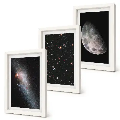 Sada obrazov do obývačky vesmírna galaxia s hviezdami a splnom