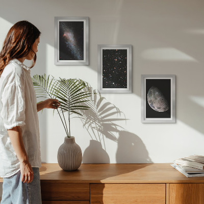 Sada obrazov do obývačky vesmírna galaxia, hviezdy, a, spln