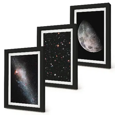 Sada obrazov do obývačky vesmírna galaxia s hviezdami a splnom