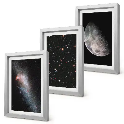 Sada obrazov do obývačky vesmírna galaxia s hviezdami a splnom