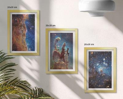 Triptych v ráme Vesmírne krajiny s galaxiami a hmlovinami