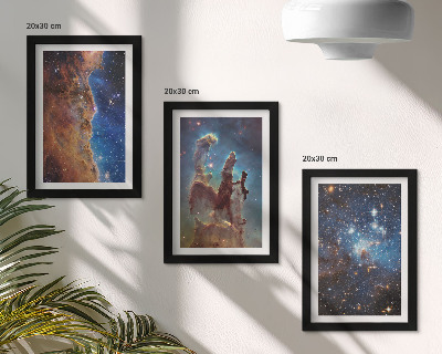 Triptych v ráme Vesmírne krajiny s galaxiami a hmlovinami