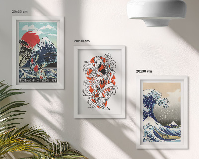 Sada obrazov do obývačky Ilustrácie hôr rýb a Veľkej vlny pri Kanagawe v japonskom štýle