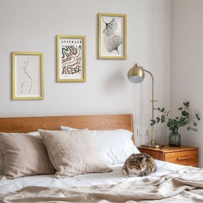 Triptych v ráme Abstraktný plagát s ženskými tvarmi a listami v boho štýle