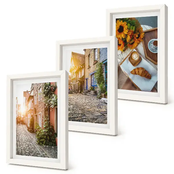 Očarujúce uličky s kávou a slnečnicami triptych v ráme
