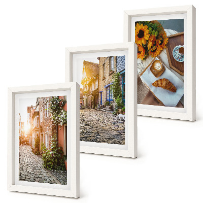 Triptych v ráme Očarujúce uličky s kávou a slnečnicami