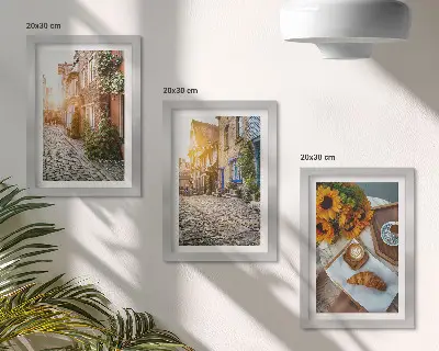 Očarujúce uličky s kávou a slnečnicami triptych v ráme