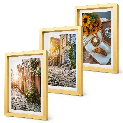 Očarujúce uličky s kávou a slnečnicami triptych v ráme