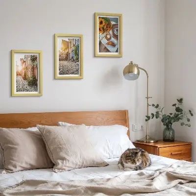Očarujúce uličky s kávou a slnečnicami triptych v ráme