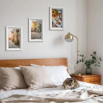 Očarujúce uličky s kávou a slnečnicami triptych v ráme